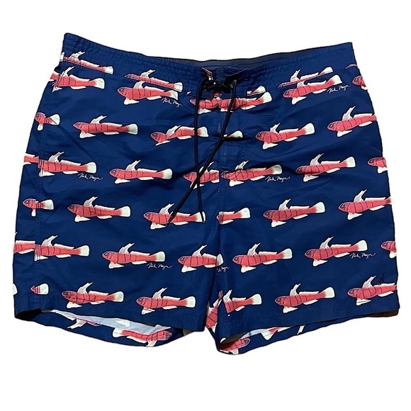 NAUTICA men’s Fish Swim Shorts navy blue red  swimwear trunks big & tall - Picture 1 of 6